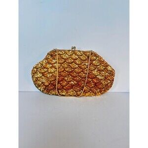 Vintage Gold Sequin Evening Clutch Bag | Scalloped Mermaid Scale Mermaid Purse
